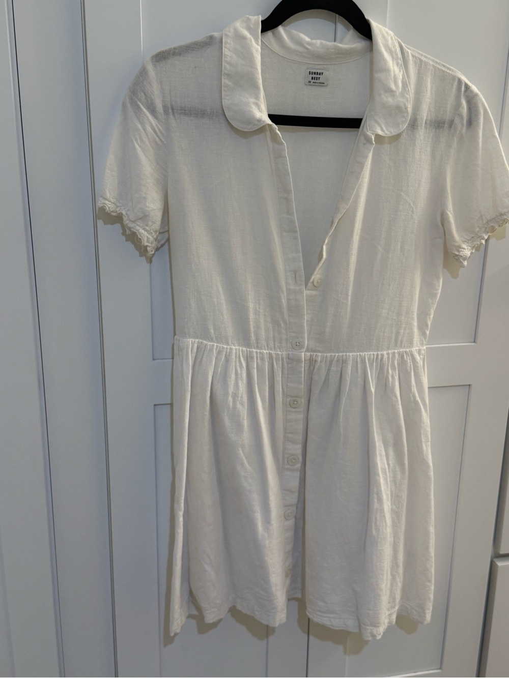 Sunday Best Cream Button-Front Short-Sleeve Dress